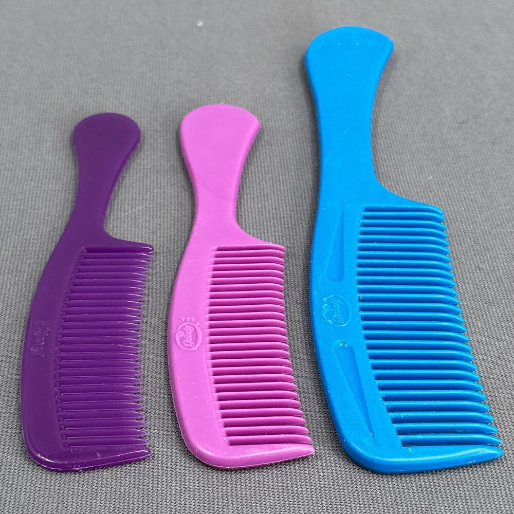 Vintage Goody 80s 90s Pocket Combs Purple Blue Retro Groovy Old School Lot of 3